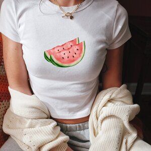Watermelon Crop Top – Y2K Fruit Baby Tee